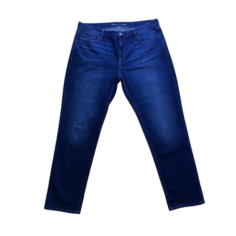Old Navy‎ Wow Boyfriend Jeans Women 14 Blue Excellent Mid-Rise Dark Wash Denim